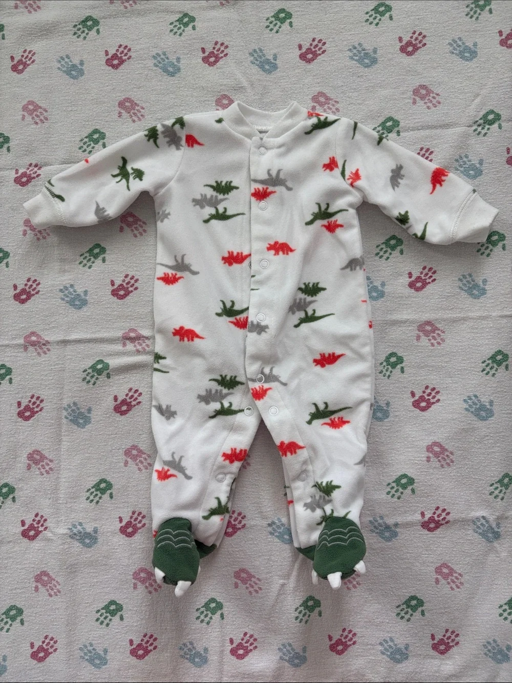 5for25 | Carter's White Fleece Dinosaur Footie Pajamas